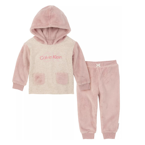 CALVIN KLEIN  2 Piece Hoodie and Silky Joggers Baby Girl 12 Mo  NWT - Picture 1 of 5